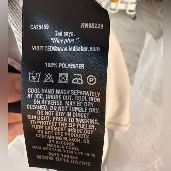 TED BAKER Floral Pant size 2 Black side pockets back zipper pocket - Picture 7 of 9